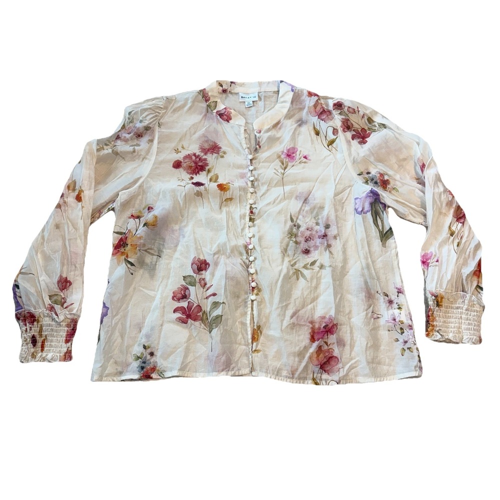 Bailey/44 Top XL Sheer Floral Blouse Cottagecore Botanical Garden Girl Whimsical